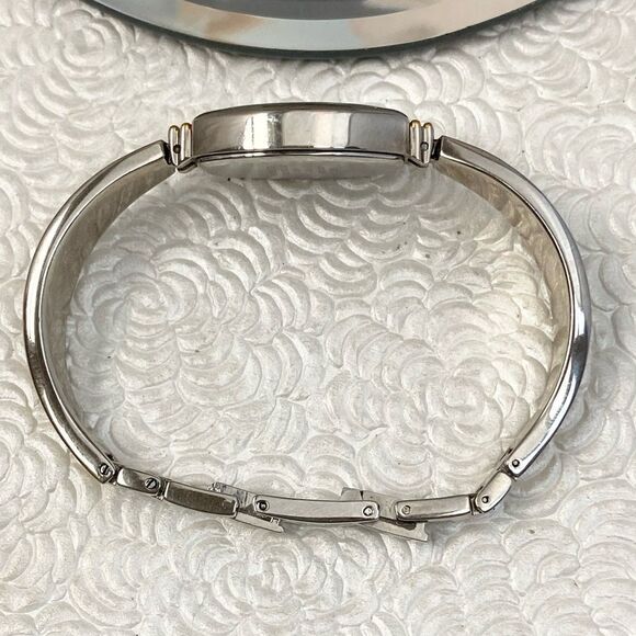 Anne Klein Two-Tone Tonneau Case Bracelet Watch Textured Dial Roman Numerals - Picture 13 of 13